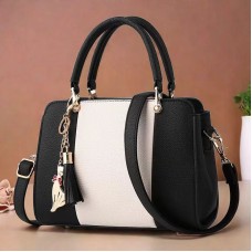 Ansseng Black and White Ladies Handbag – Fashionable, Spacious, and Versatile Design for Everyday Use